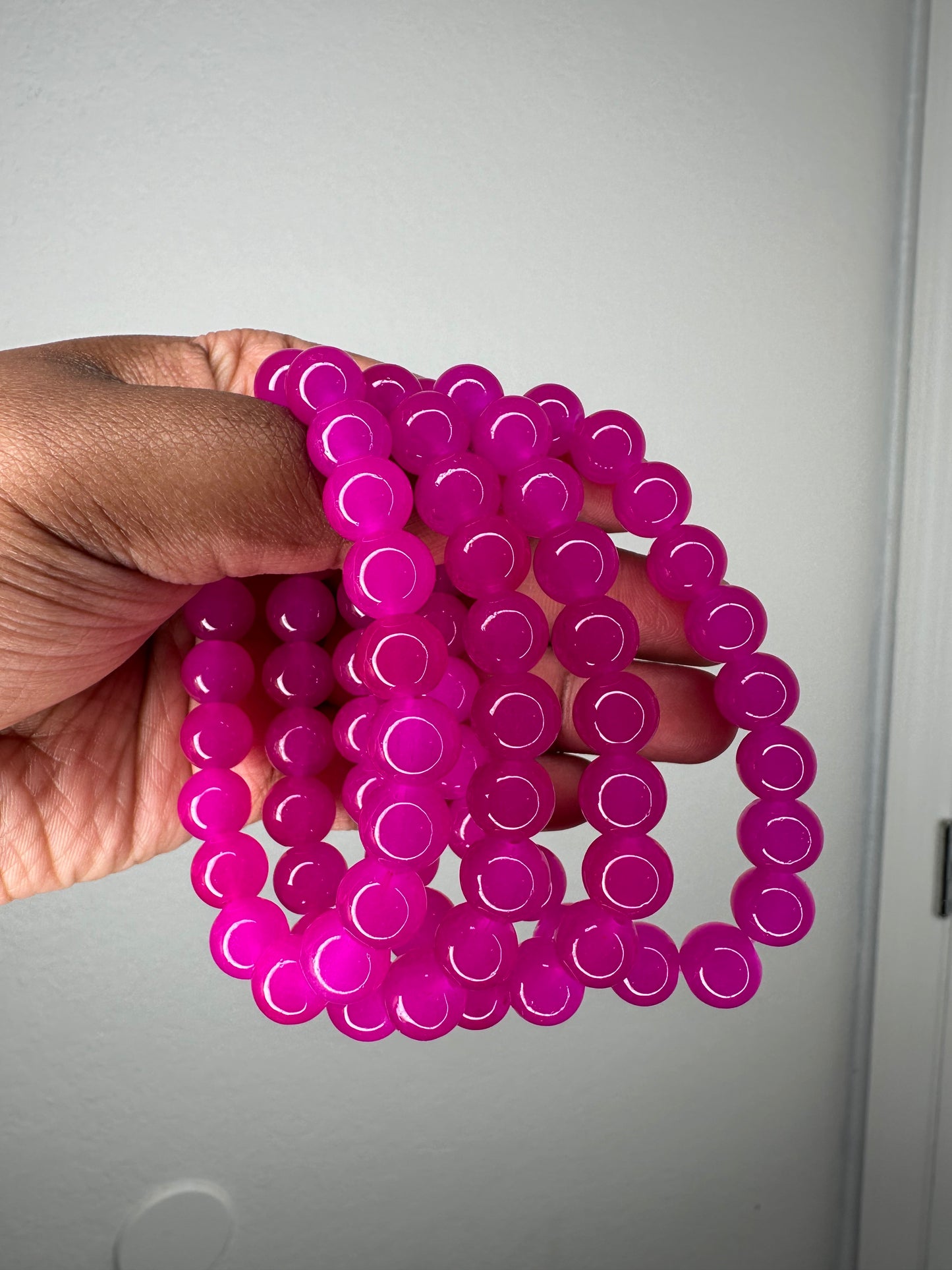 Magenta pink 10mm beaded bracelet