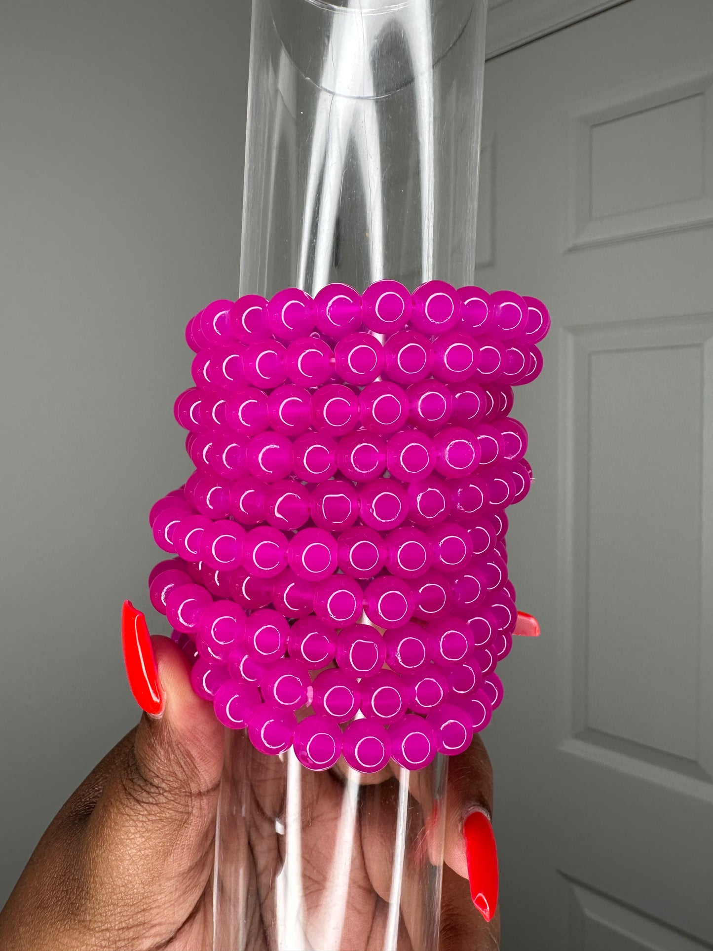 Magenta pink beaded bracelet