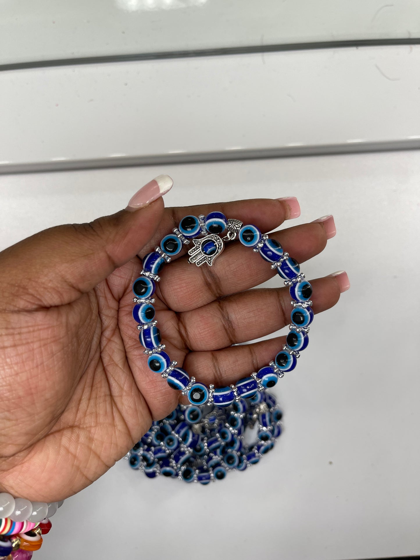 Hanging evil eye beaded bracelet