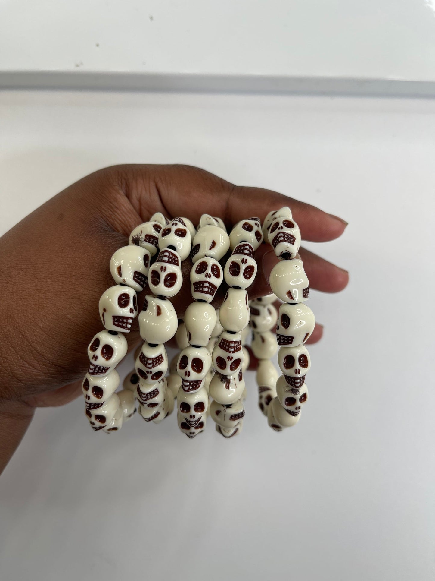 White skull beaded bracelet