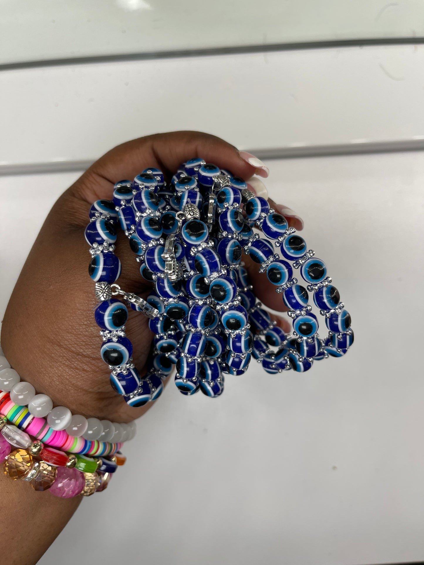 Hanging evil eye beaded bracelet