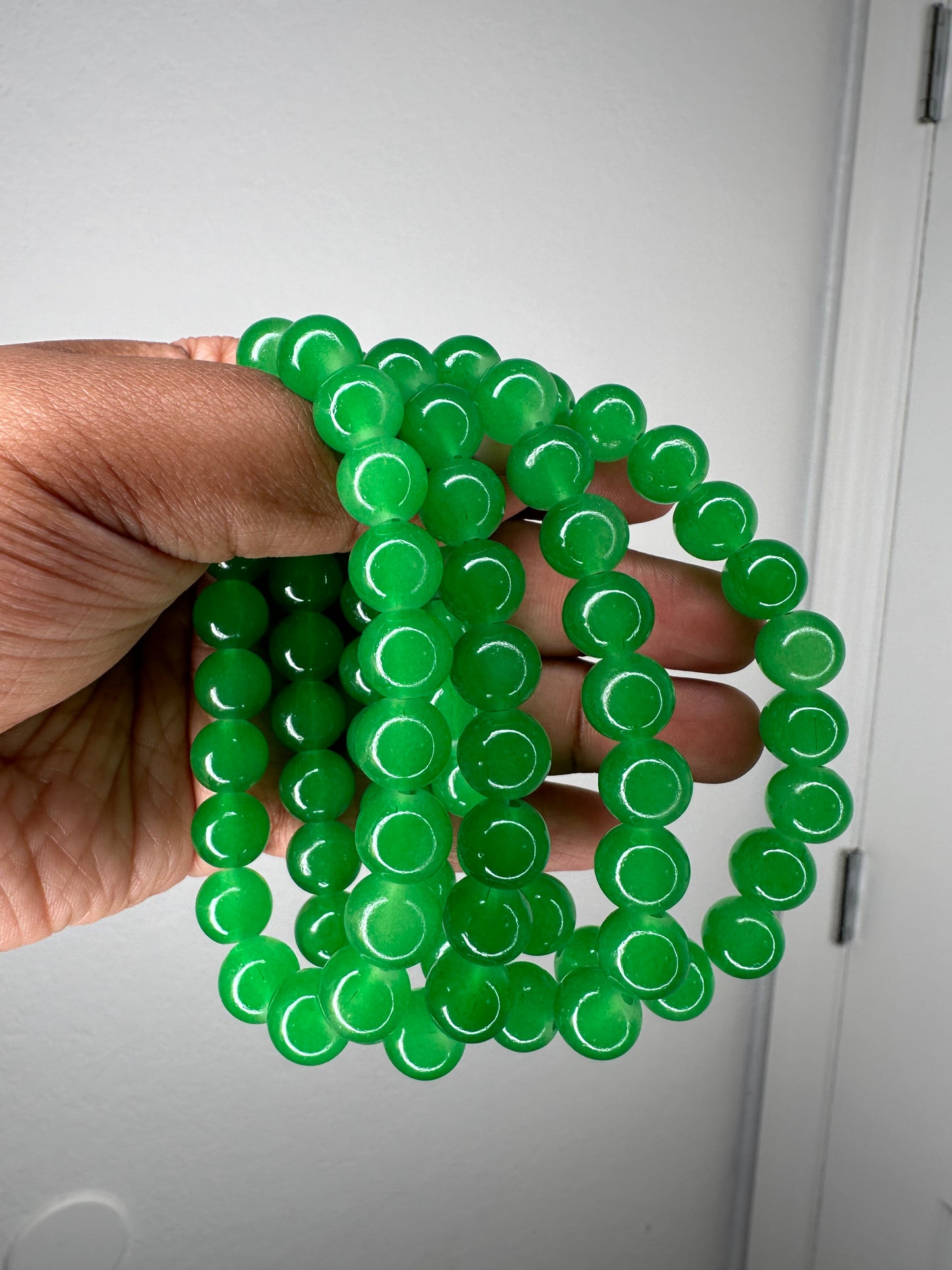 Green jade 10m beaded bracelet