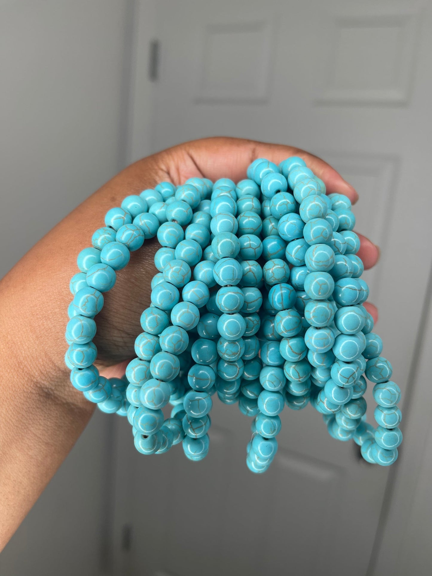 Marble blue beaded bracelet