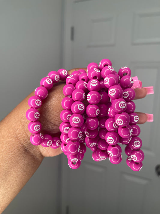 Pink 8 ball beaded bracelet